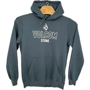 Men's Blue Grey Volcom Stone Skater Surfing Snowboarding Hoodie Sweatshirt Sz L